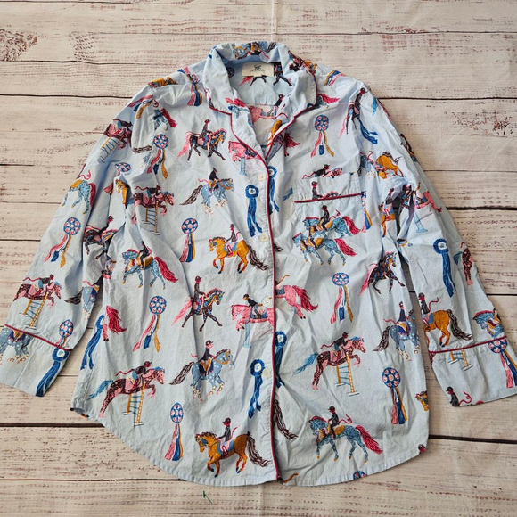 PRINTFRESH Other - Printfresh Horse Show Blue Ribbon Equestrian Organic Cotton Pajama Top Medium